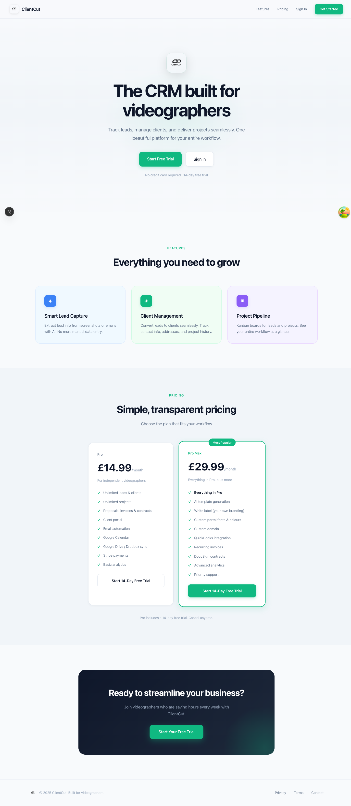Custom landing page preview